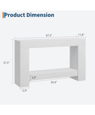Farmhouse 2 Tier Entryway Console Table, Long White Sofa Table with Open Storage for Entrance or Living Room