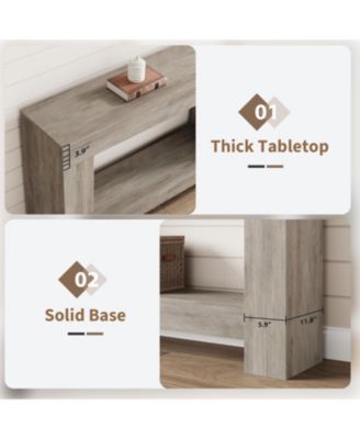 Entryway Console Table, Farmhouse 2-Tier Entryway Table, Long Sofa Accent Table Behind Couch Table with Open Storage for Entrance, Living Room