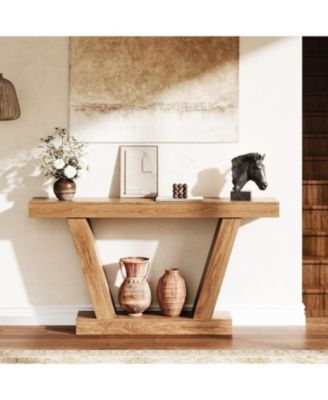 Console Sofa Table, 2-Tier Farmhouse Narrow Behind Couch Sofa, Extra-Long Accent Entryway Table for Hallway, Foyer, Living Room