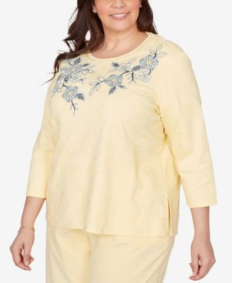 Plus Size Out of the Blue Floral Embroidered Sunshine Top