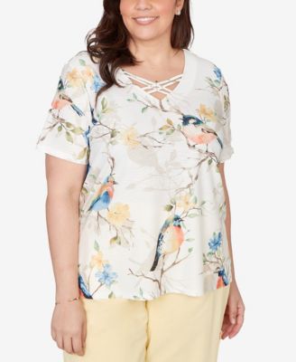 Plus Size Out of the Blue Chickadees Embellished T-Shirt