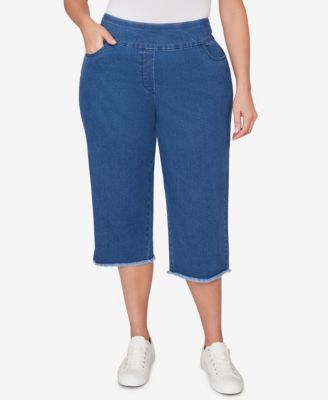 Plus Size Classic Stretch Stripe Clamdigger Capri Pants