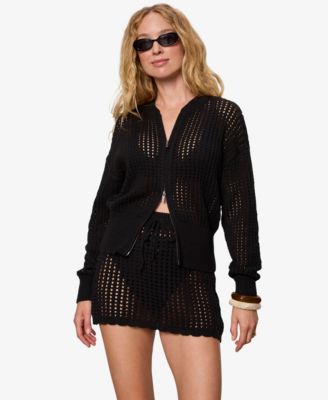Petite Laguna Openwork V-Neck Bomber Jacket