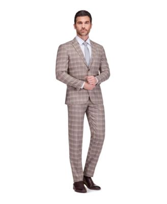 Men's Slim Fit 2-Piece Performance Stretch Plaid Suit