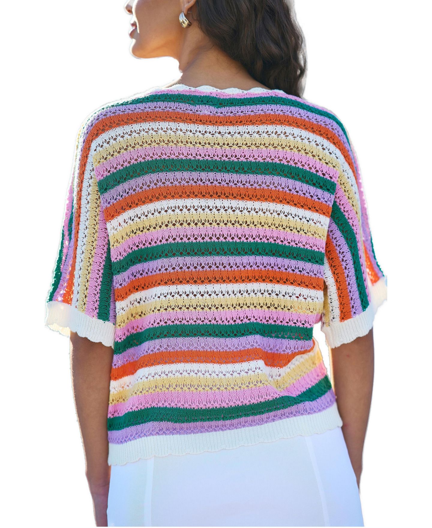 Женский топ Yumi Batwing Crochet, цвет: Разноцветный — фото 4