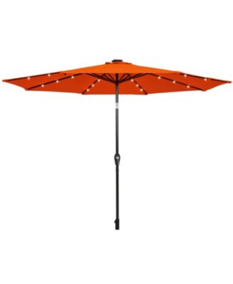 10 ft Solar LED Patio Market Umbrella with Push-Button Tilt and Crank Lift