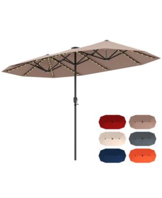 13 ft Double-Sided Patio Umbrella with 108 Solar LED Lights and Crank Handle