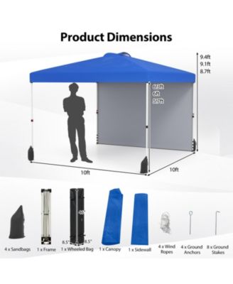 10 x 10 ft Pop Up Canopy Tent with Detachable Sidewall and Wheeled Bag