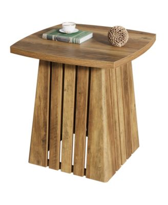 Wood Square Side Table, Brown Farmhouse End Table for Living Room, 22" Compact Nightstand with Sturdy Top