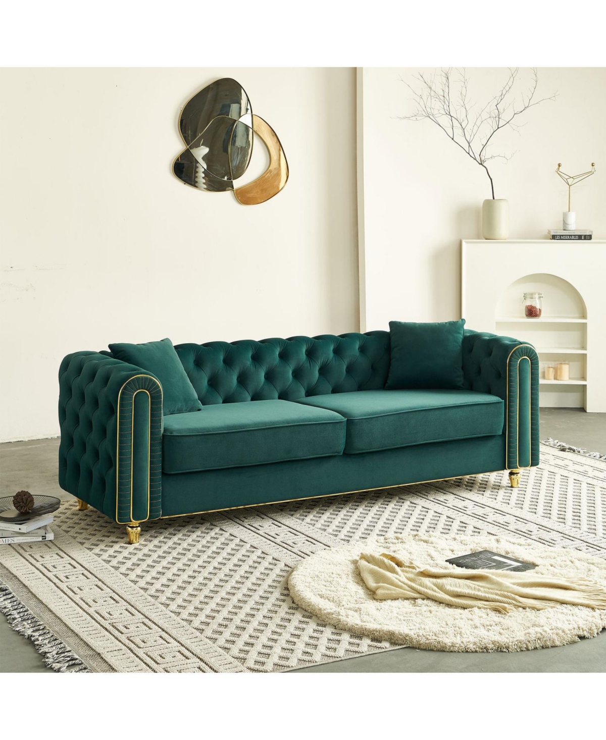 Streamdale Furniture 86" Luxury Modern Tufted Sofa with Toss Pillows