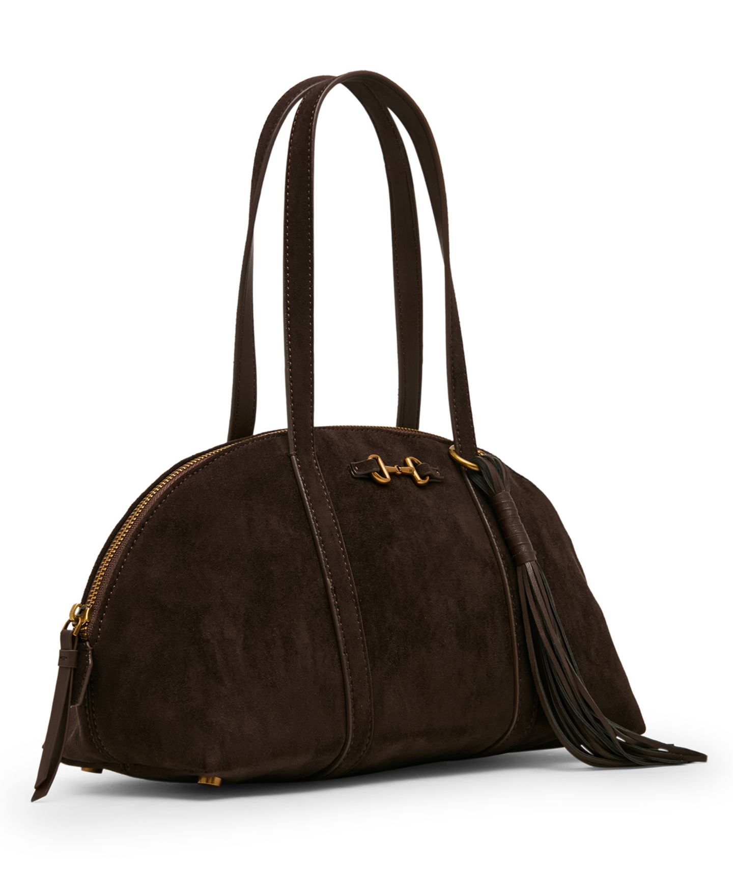 Средняя сумка-боулер Anne Klein из экозамши с подковообразной деталью, цвет: Коричневый — фото 3