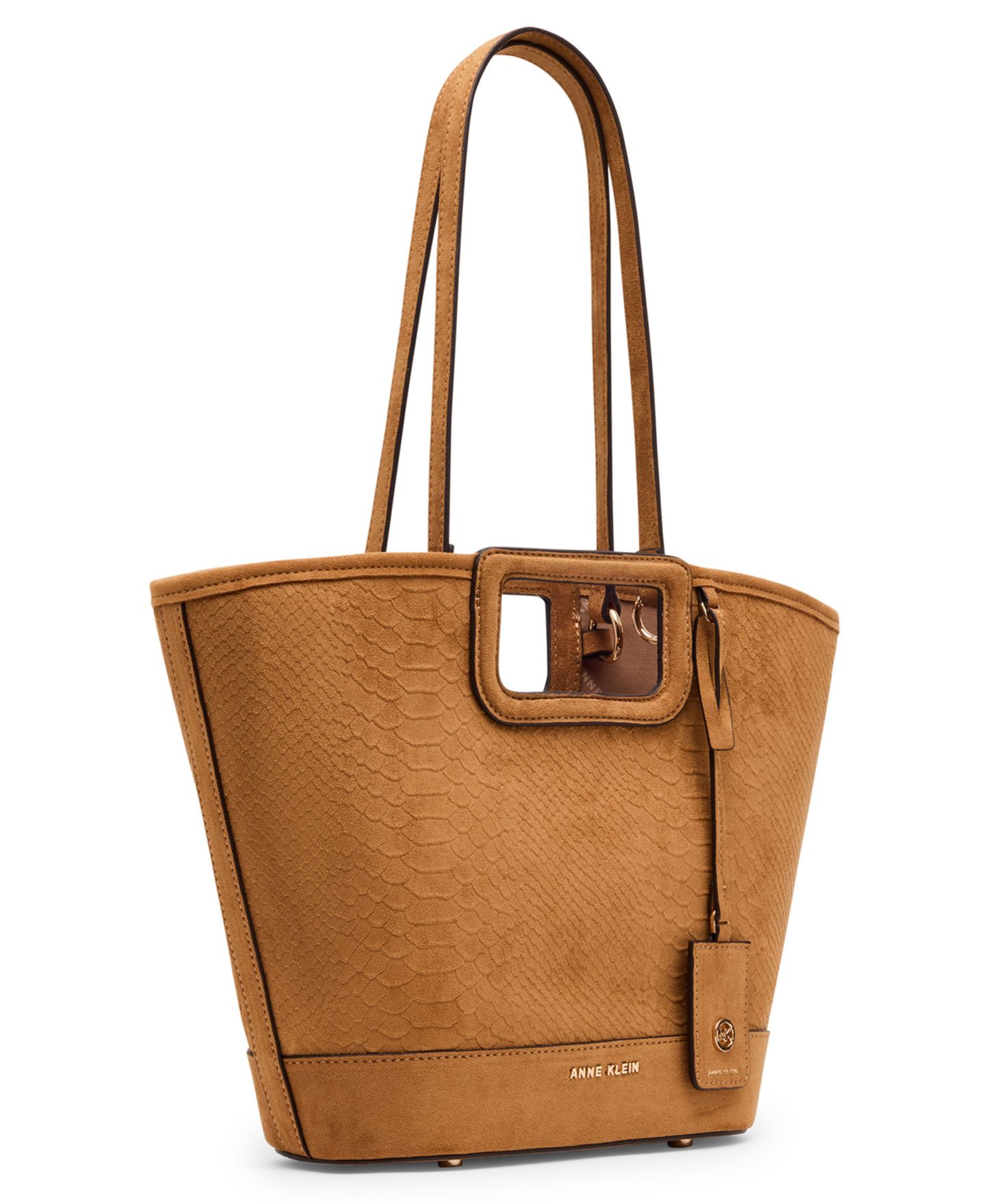 Женская сумка Anne Klein Textured Faux Suede Small Cut Out Handle Tote Handbag, цвет: Коричневый — фото 3
