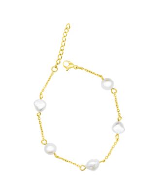 Freshwater Pearl Gold 2-Piece Necklace and Bracelet Set