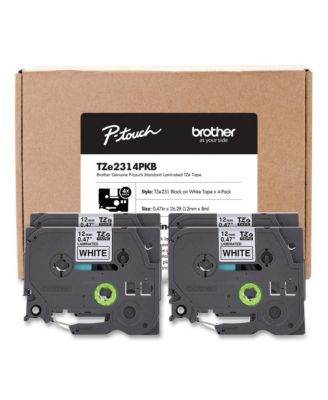 TZE2314PKB 0.5 in. TZe Series Standard Adhesive Laminated Labeling Tape(4/Pack