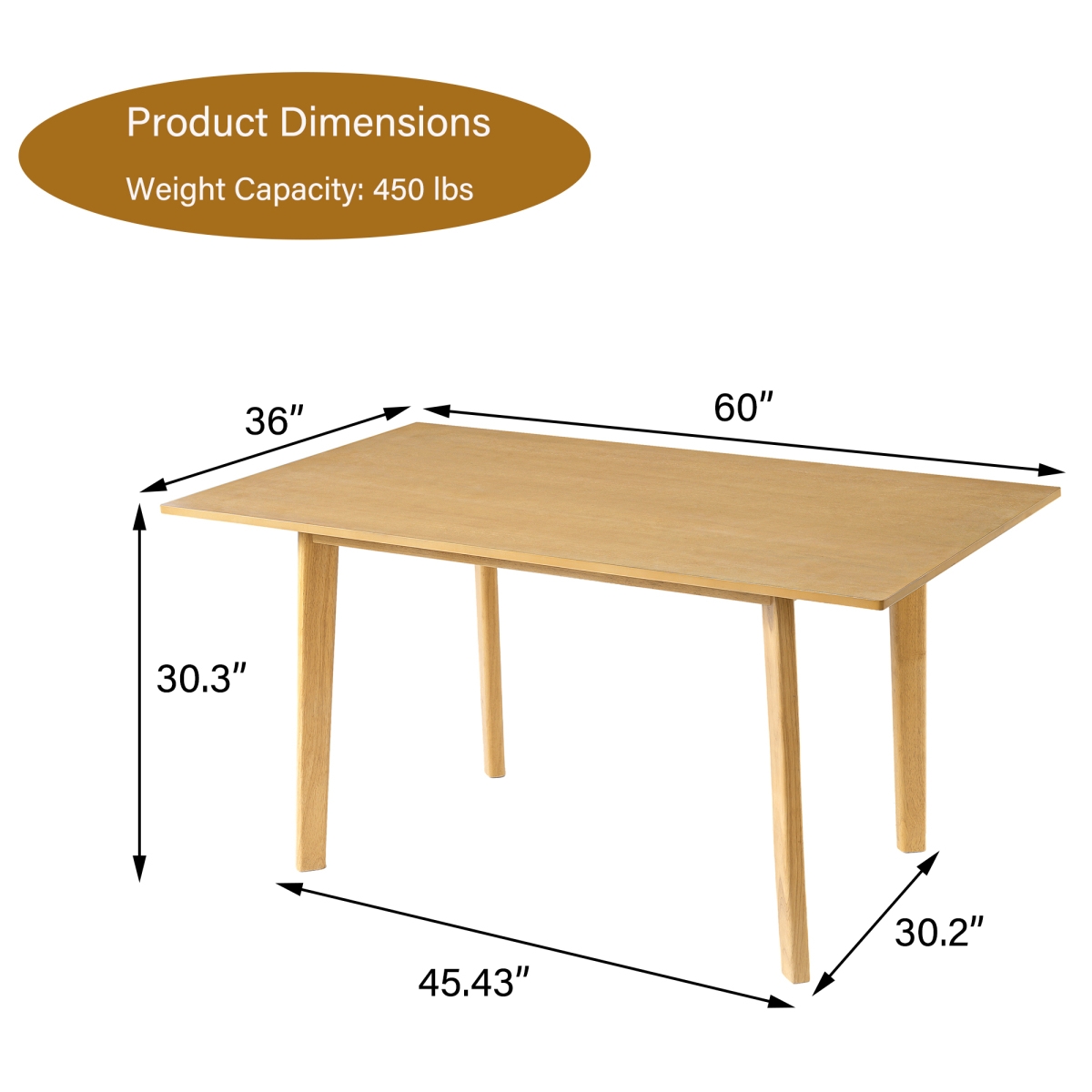 Streamdale Furniture 60 Inch Rustic Farmhouse Modern Minimalist