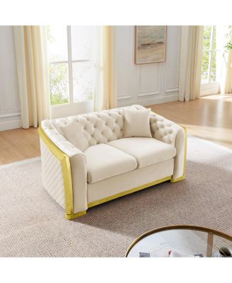 Velvet Tufted Loveseat Sofa