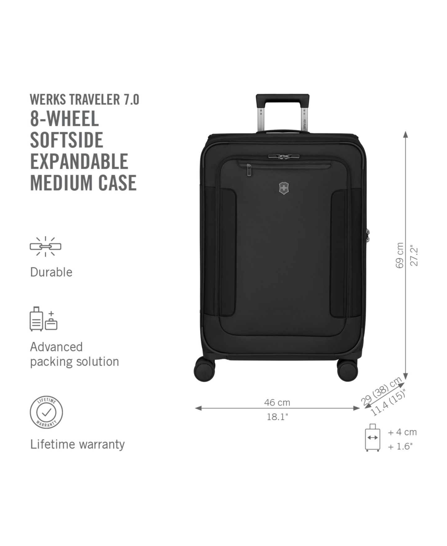 Сумка Victorinox Werks Traveler 7.0 27" Check-In Medium Case, цвет: Чёрный — фото 3