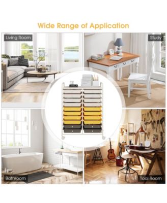 20-Drawer Rolling Storage Organizer Cart with Metal Frame