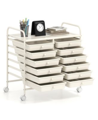 12-Drawer Rolling Organizer Cart with Transparent Drawers