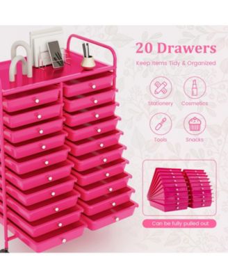 Twenty Drawer Rolling Storage Cart Studio Organizer Unit