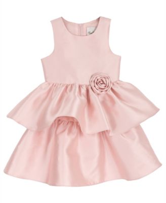 Girls' 2T-6X Mikado 2-Tier Dress with Rosette at Waist