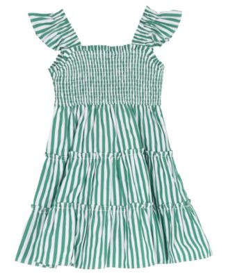 Girls' 2T-6X Printed Shirred Bust Bodice Dress