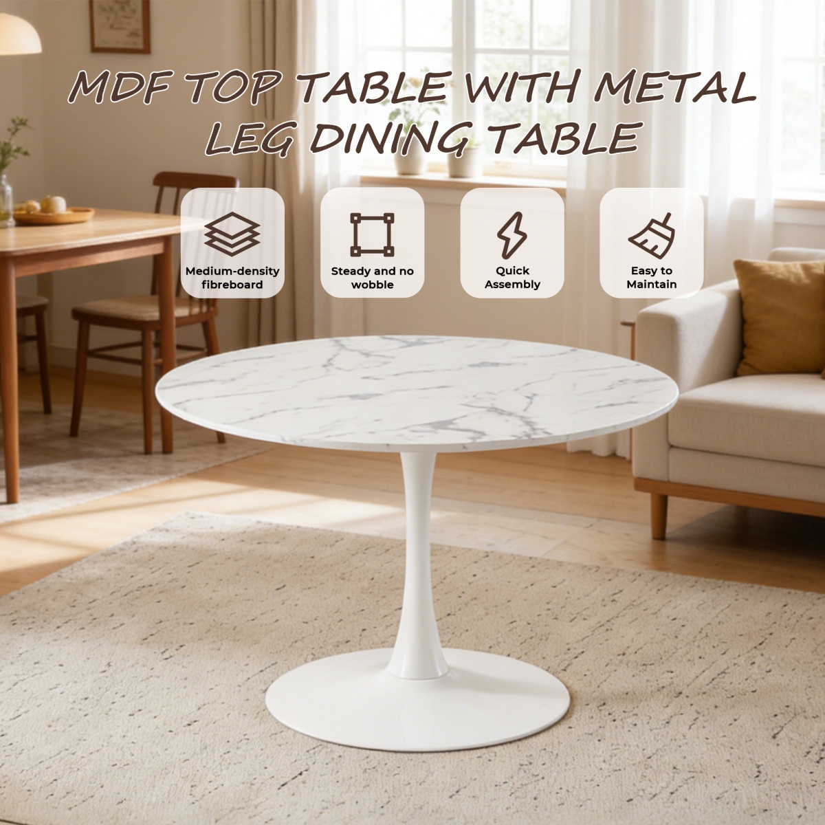 Streamdale Furniture Marble Tulip Dining Table