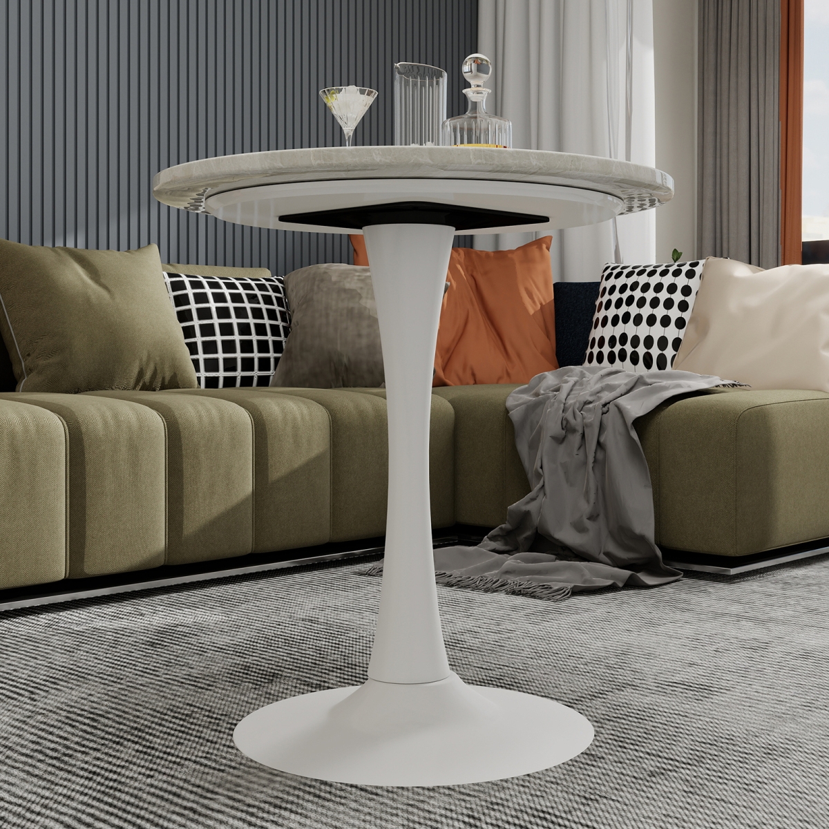 Streamdale Furniture Mid-Century Modern Round Marble Coffee Table