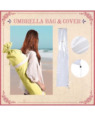 6Ft Vintage Floral Fringe Umbrella w/ Deck Holder Carry Bag Adjustable for Outdoor Balcony Deck Food Ice Cream Cart Mobile Stall