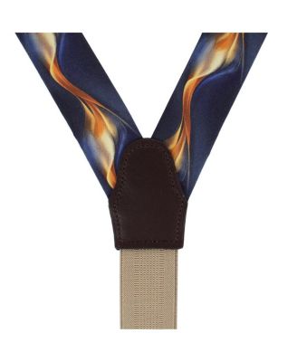 Men's Atticus Blue and Gold Billow Silk Button End Suspenders