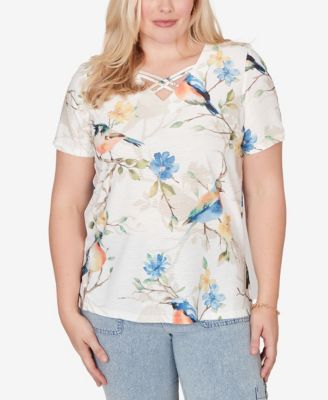 Women's Out of the Blue Chickadees Embellished V-Neck Top