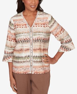 Women's Spice Market Biadere Stripe Center Seam V-Neck Top