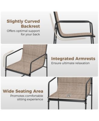 Outdoor Dining Chairs Set of 4 Patio Furniture Chair with Breathable Seat and Backrest