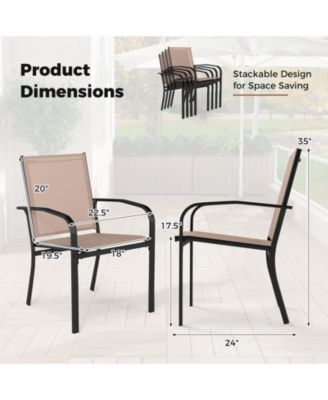 Outdoor Dining Chairs Set of 4 with High Back and Metal Frame