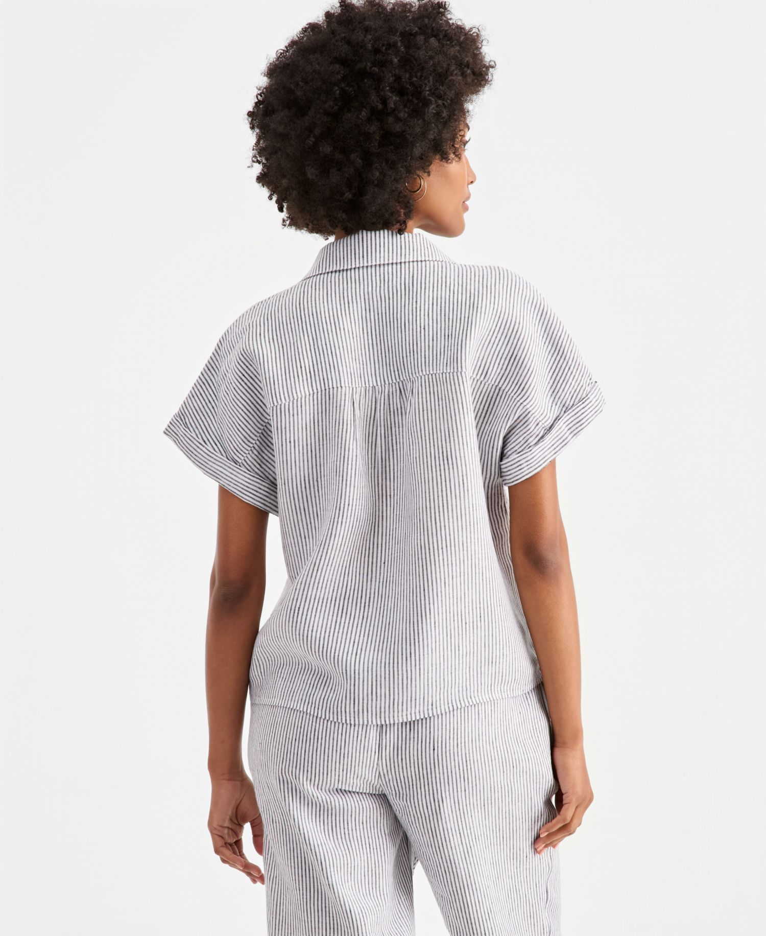 Petite Linen Tie-Front Top