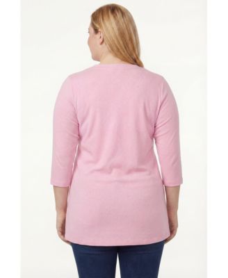 Plus Size Perfect Three-Quarter Sleeve V-Neck Tunic