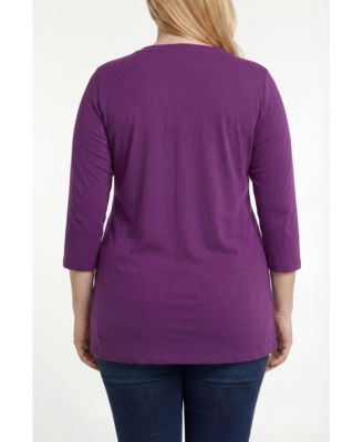 Plus Size Perfect Three-Quarter Sleeve V-Neck Tunic