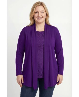 Plus Size 2-Fer Cardigan & Attached Lace Tunic