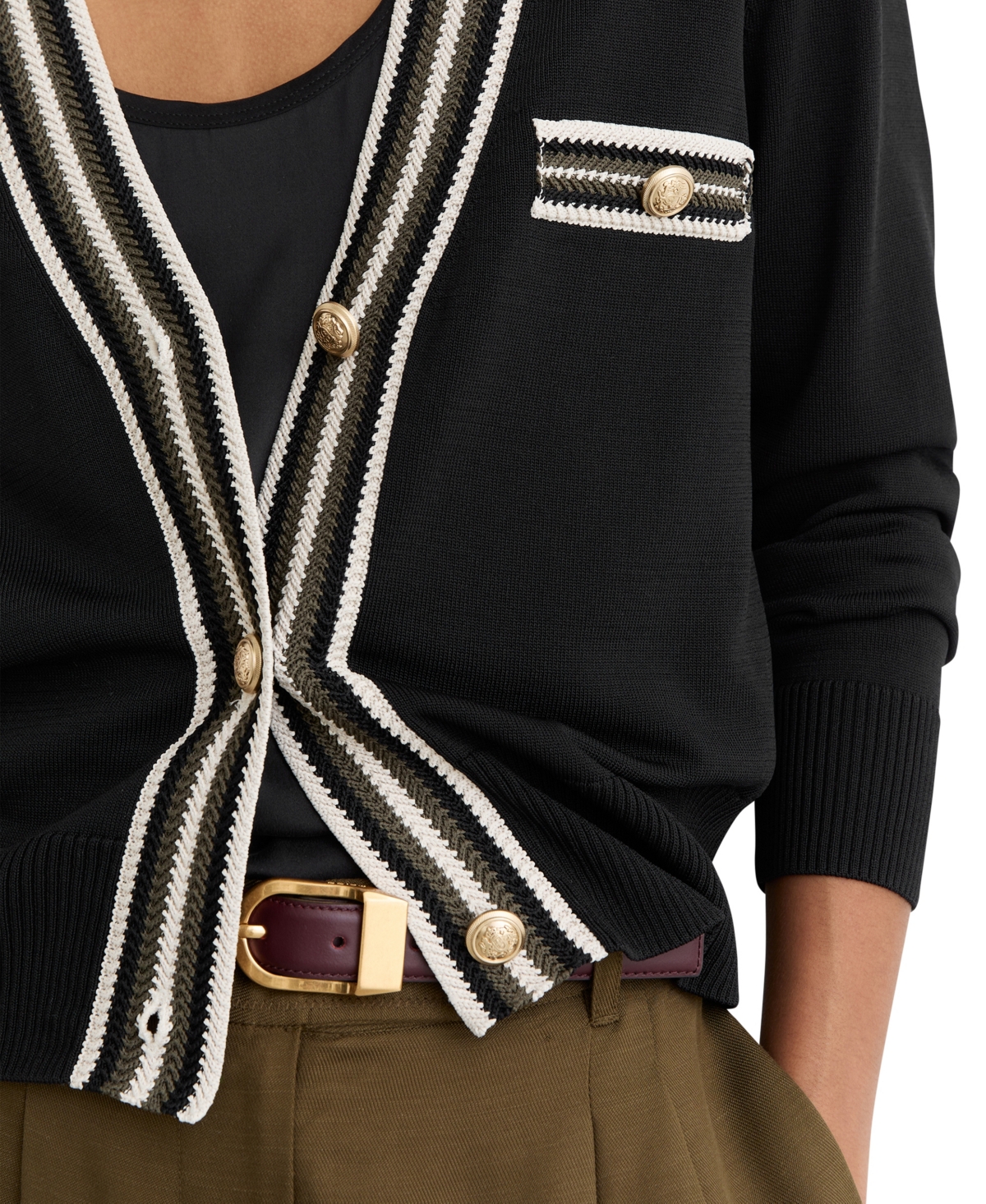 Reiss Women's Danni Tipped Button-Through Cardigan