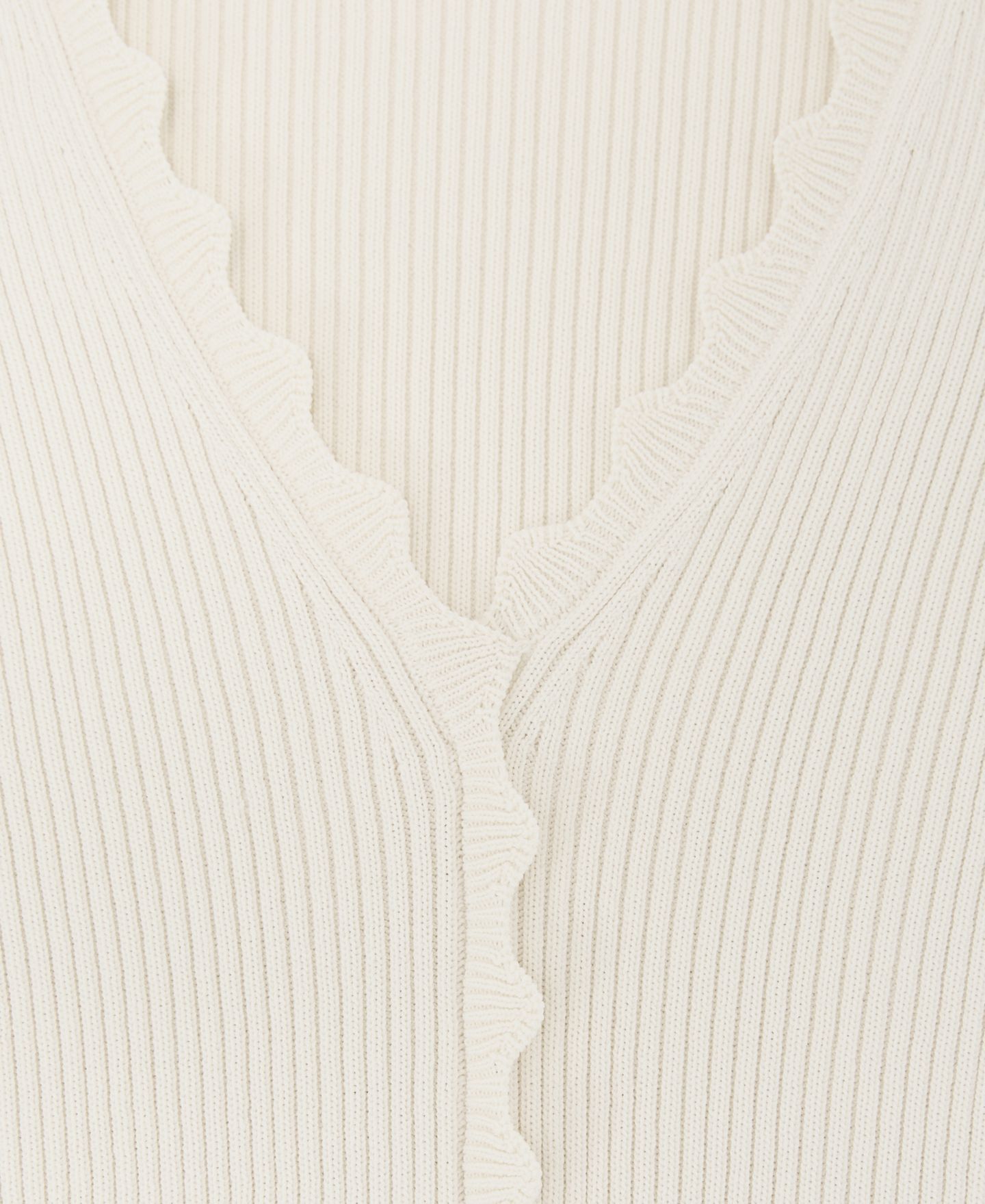 Женский топ REISS Marcy Scallop-Trim Rib-Knit, цвет: Слоновая кость — фото 5