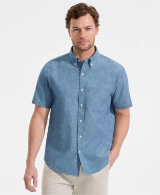 Big & Tall Short Sleeve Easy Fit Chambray Shirt