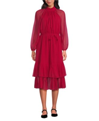 Women's Crinkle Chiffon Ruffle Dress