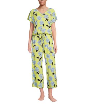 Women's Cooling Pajama Set - Short Sleeve Top and Crop Pants