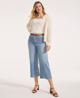Women's Tall Recover Denim High Rise Wide Leg Crop Jeans