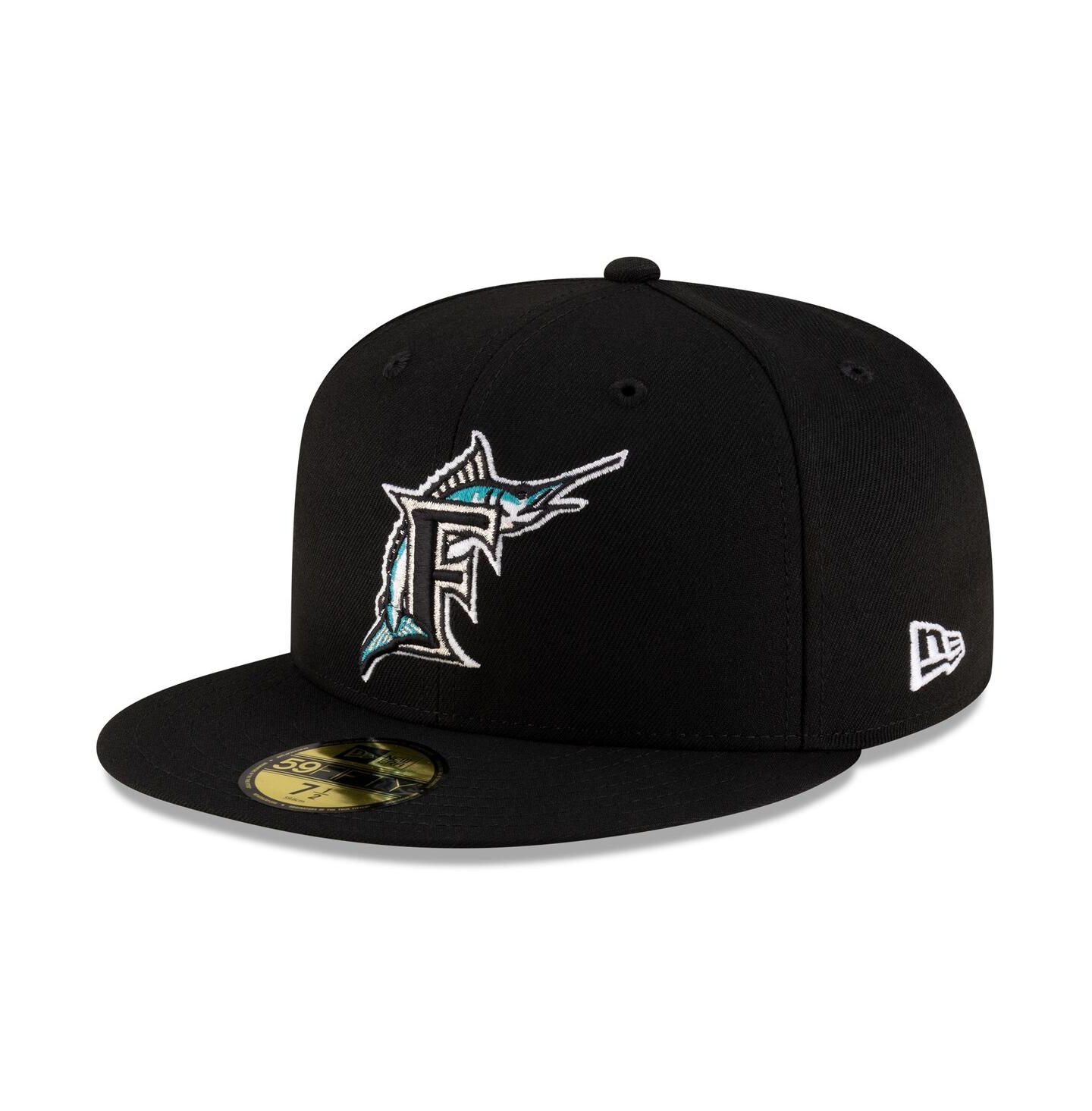 Мужская кепка New Era Black Florida Marlins On-Field Authentic Collection 59FIFTY Fitted Hat — фото 1