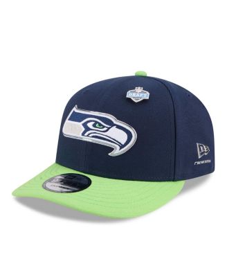 Men's College Navy/Neon Green Seattle Seahawks 2026 NFL Draft On Stage Pre-Curved 9FIFTY Snapback Hat