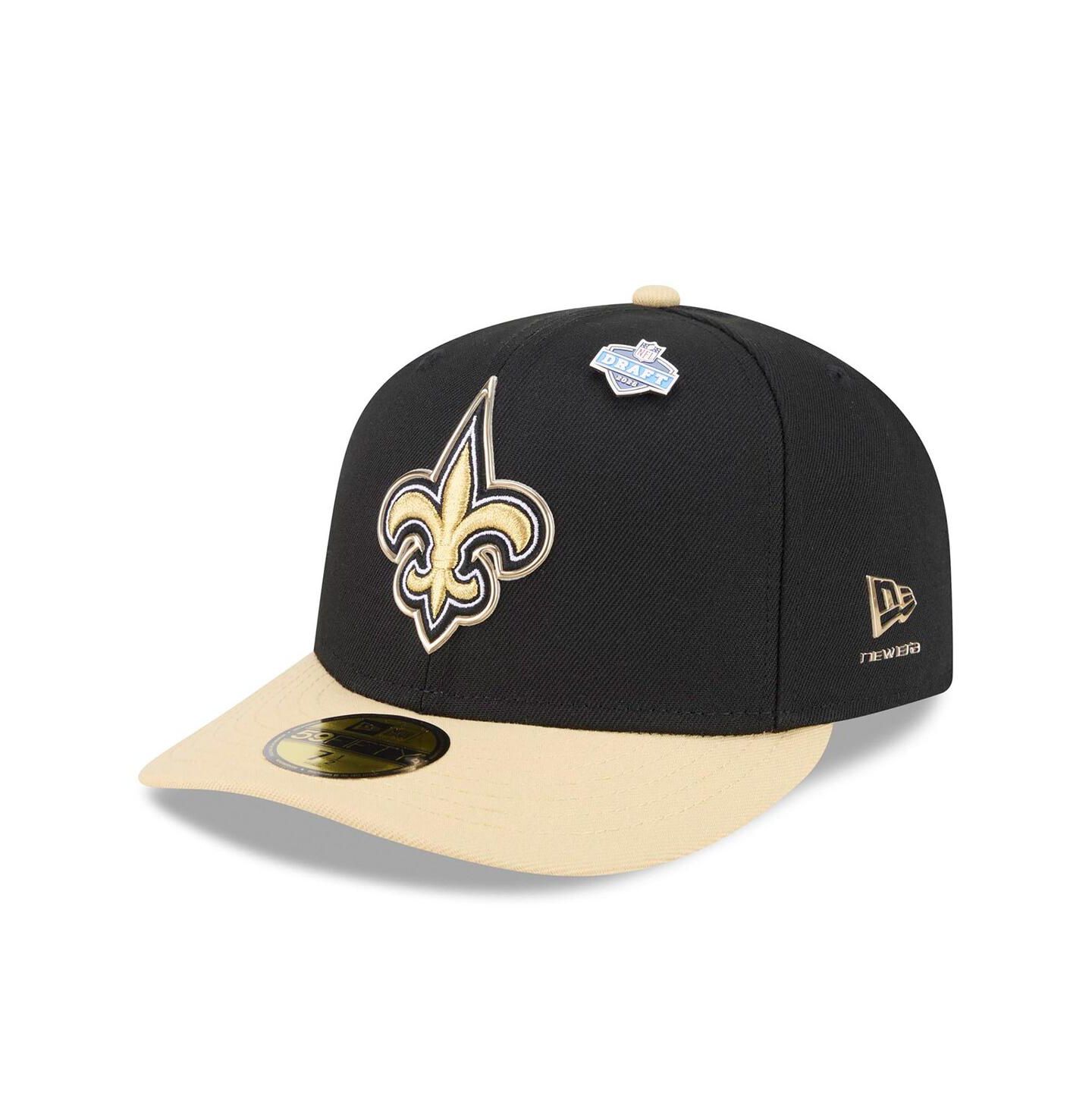 Мужская кепка New Era Black/Gold New Orleans Saints 2026 NFL Draft Pre-Curved 59FIFTY Fitted Hat — фото 1