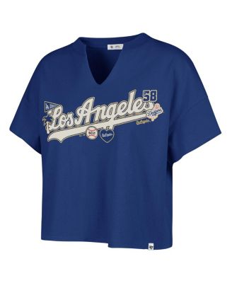 Women's Royal Los Angeles Dodgers Oversized Notch Neck T-Shirt