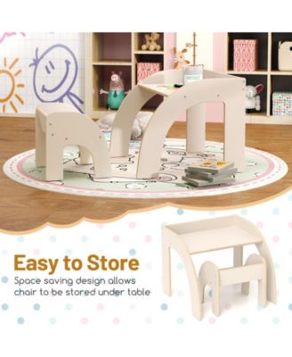 Kids Table and Chair Set with Wide Tabletop and Curved Safety Edges