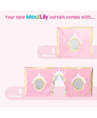 Low Twin over Twin Bunk With Stairs, Easy Slide and Gold Princess Curtain